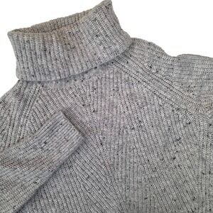 Madewell Women's S Donegal Mercer‎ Turtleneck Sweater Gray Chunky Knit AF520